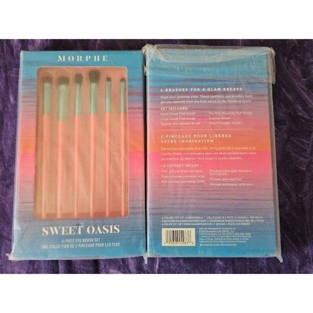 Morphe Sweet Oasis 6 Piece Eye Color Brush Set Pink Blue Synthetic Bristle BNIB